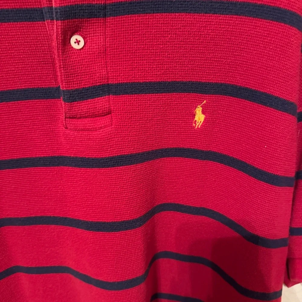 Polo Ralph Lauren Golf Short Sleeve Polo Shirt Striped Red/Blue Size Mens Large - Picture 2 of 5